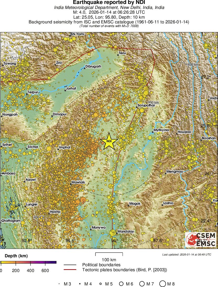 regional depth historical seismicity