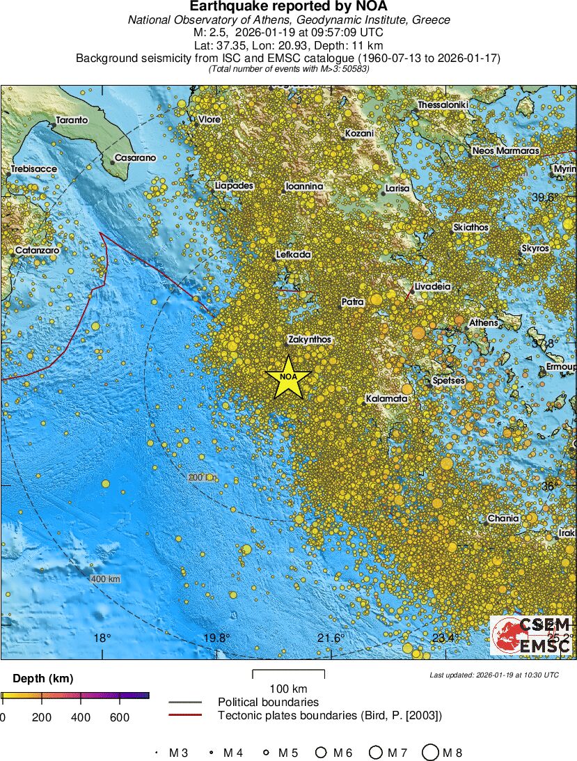 regional depth historical seismicity