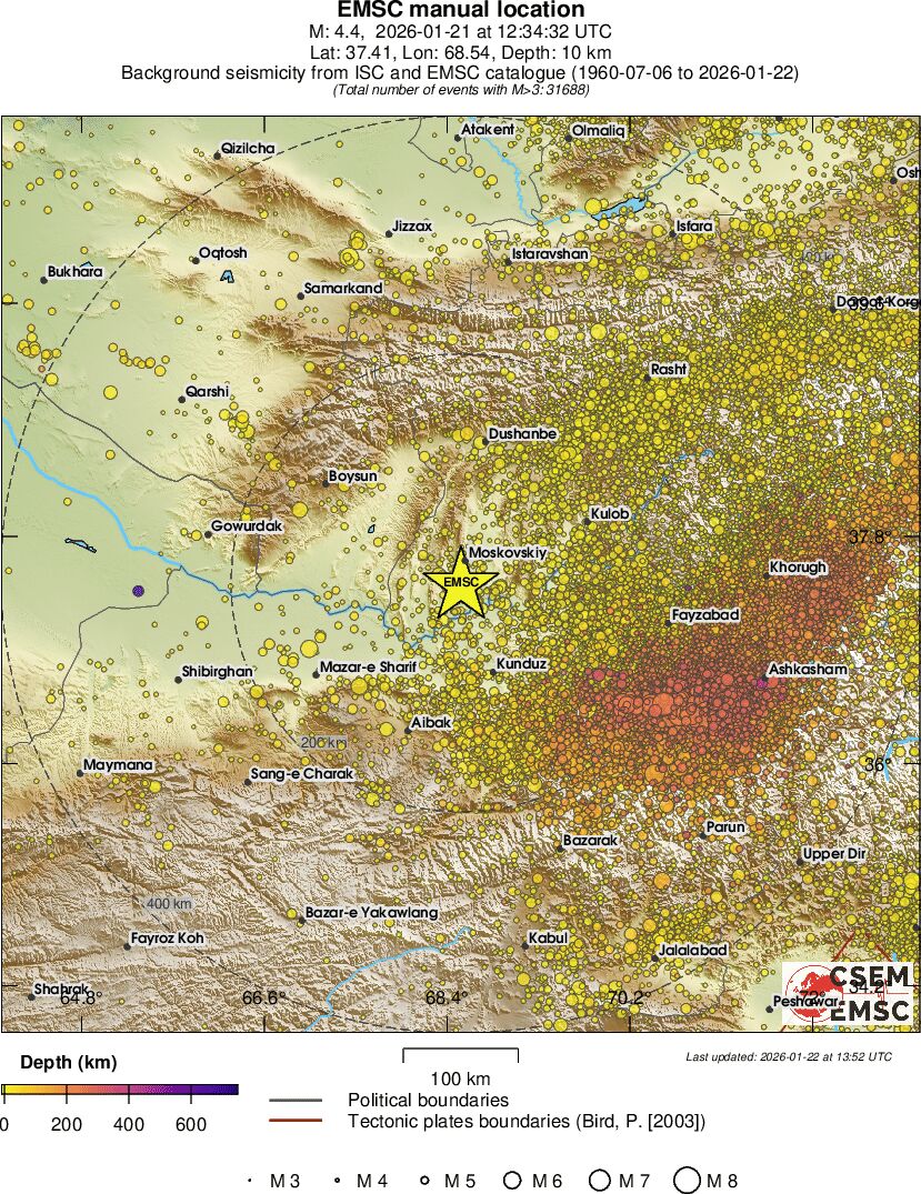 regional depth historical seismicity