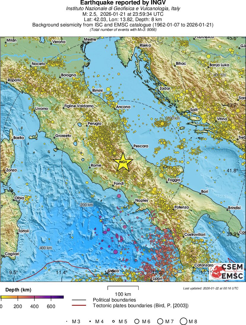 regional depth historical seismicity