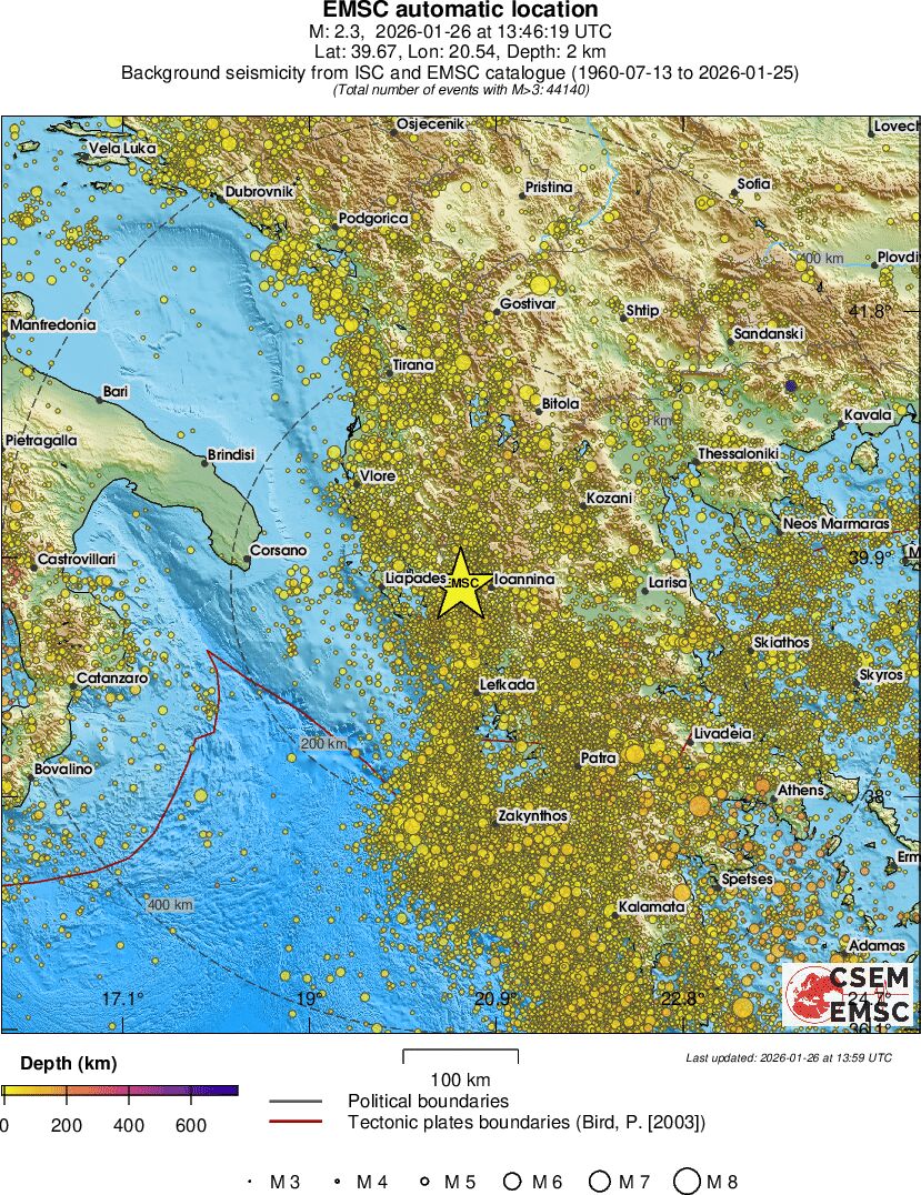 regional depth historical seismicity