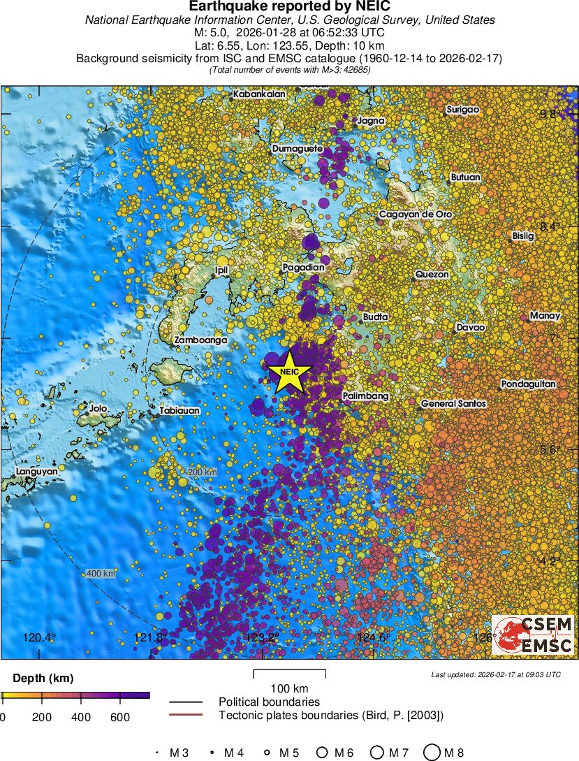 regional depth historical seismicity