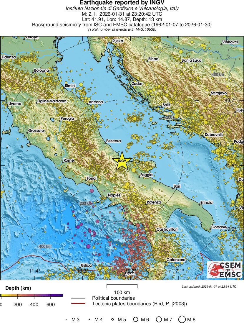 regional depth historical seismicity