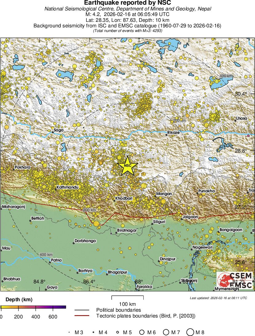 regional depth historical seismicity