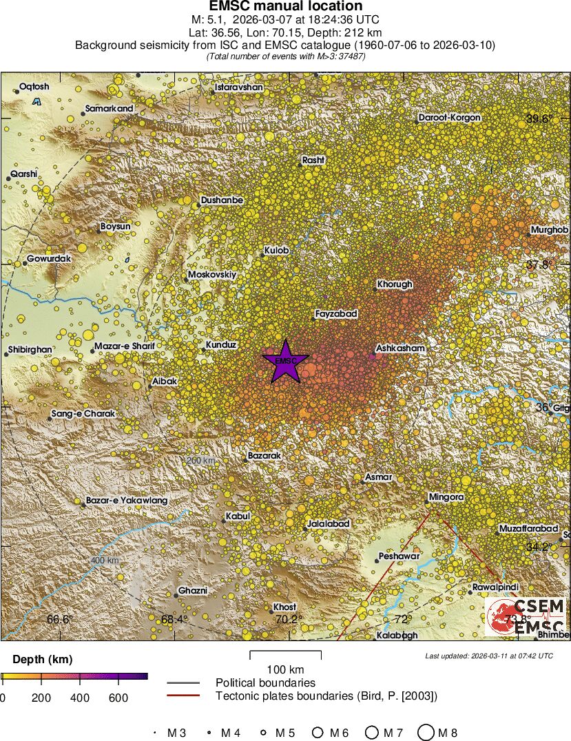 regional depth historical seismicity