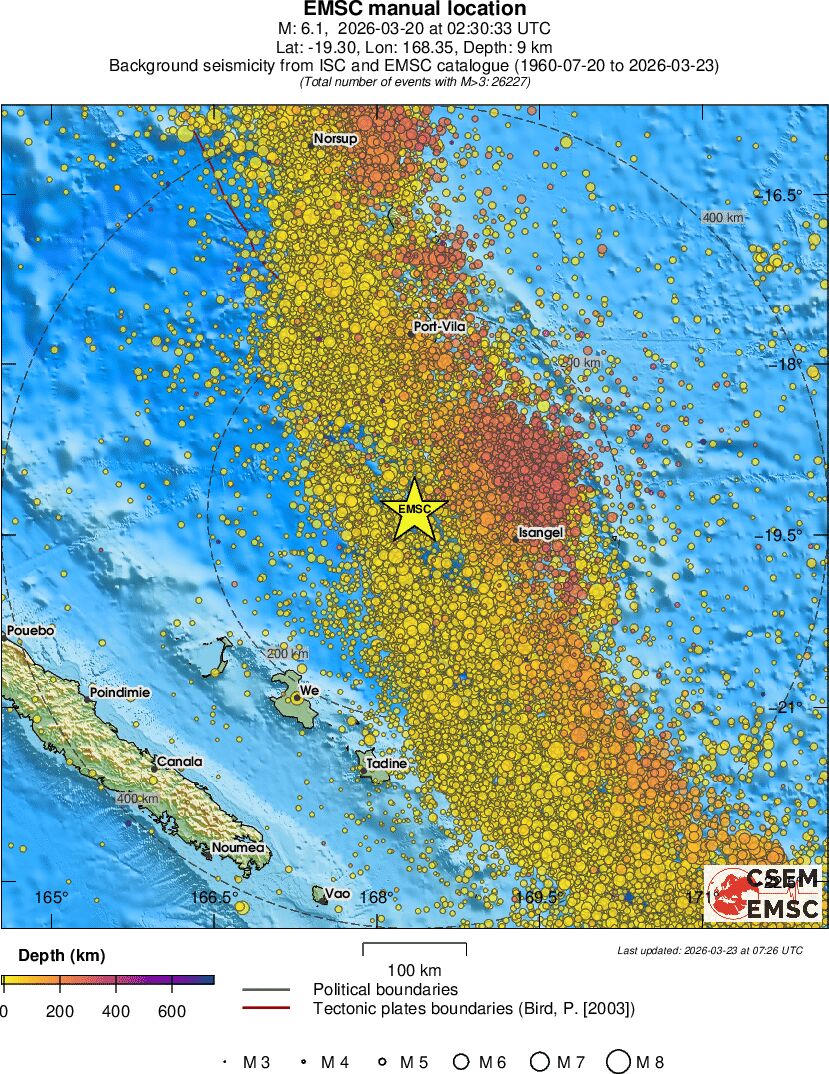 regional depth historical seismicity