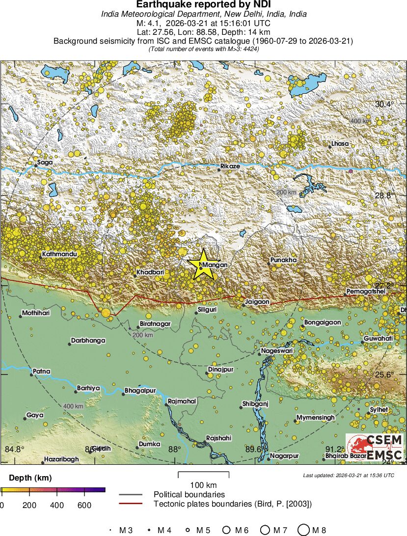 regional depth historical seismicity