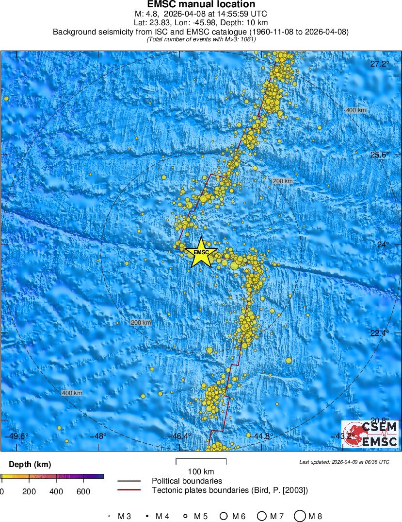 regional depth historical seismicity
