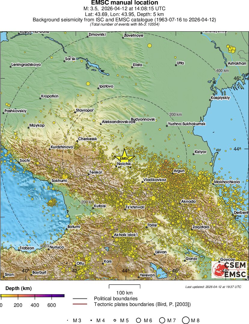 regional depth historical seismicity