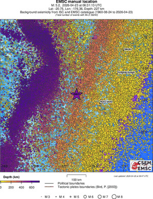 regional depth historical seismicity