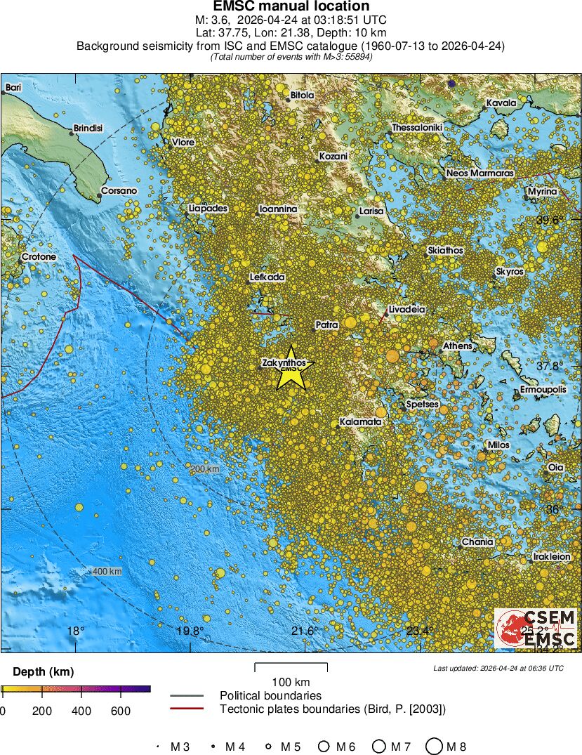 regional depth historical seismicity