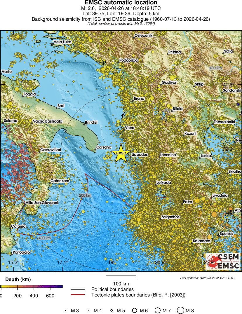 regional depth historical seismicity