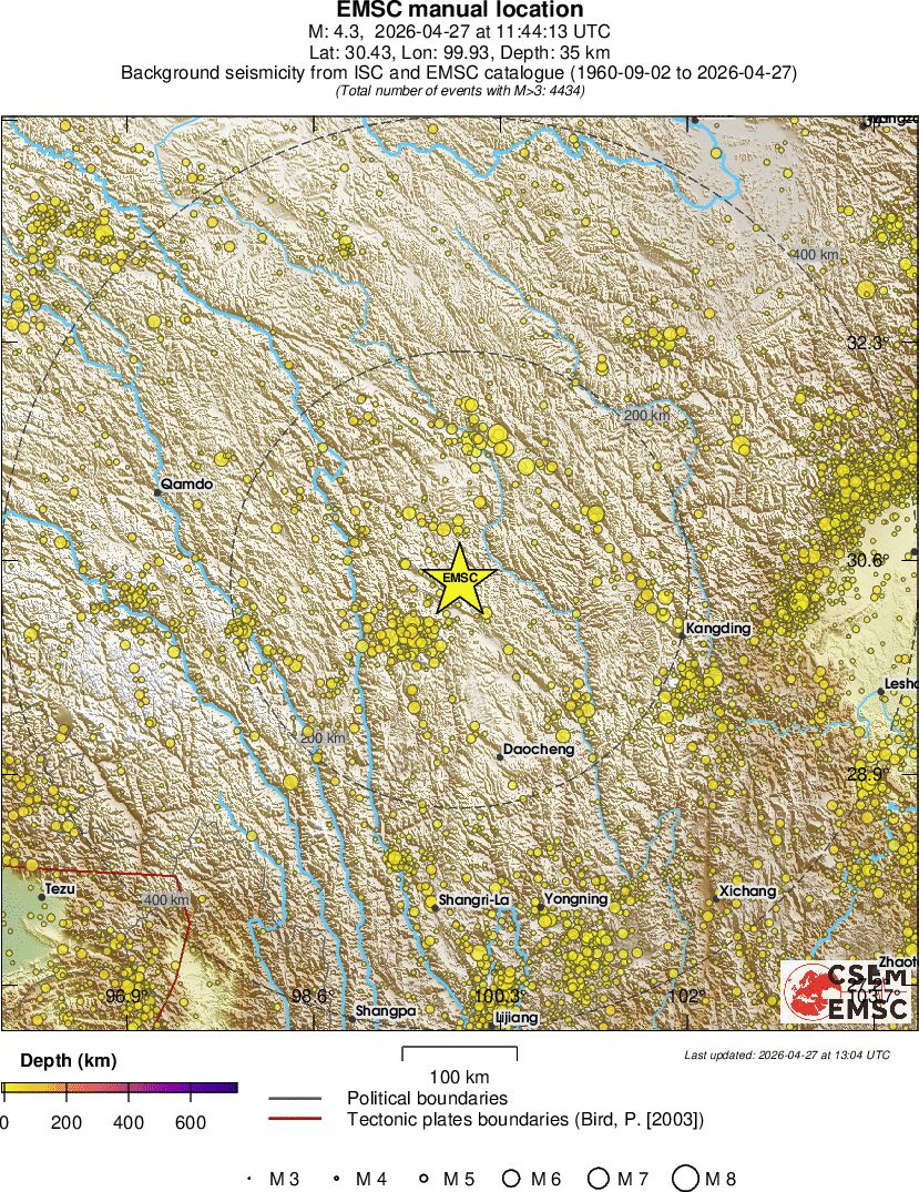 regional depth historical seismicity