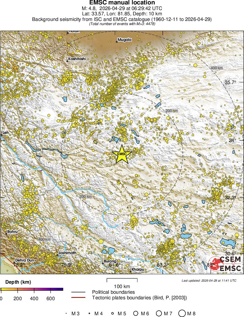 regional depth historical seismicity