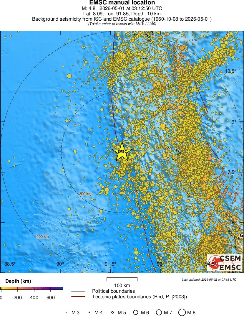 regional depth historical seismicity