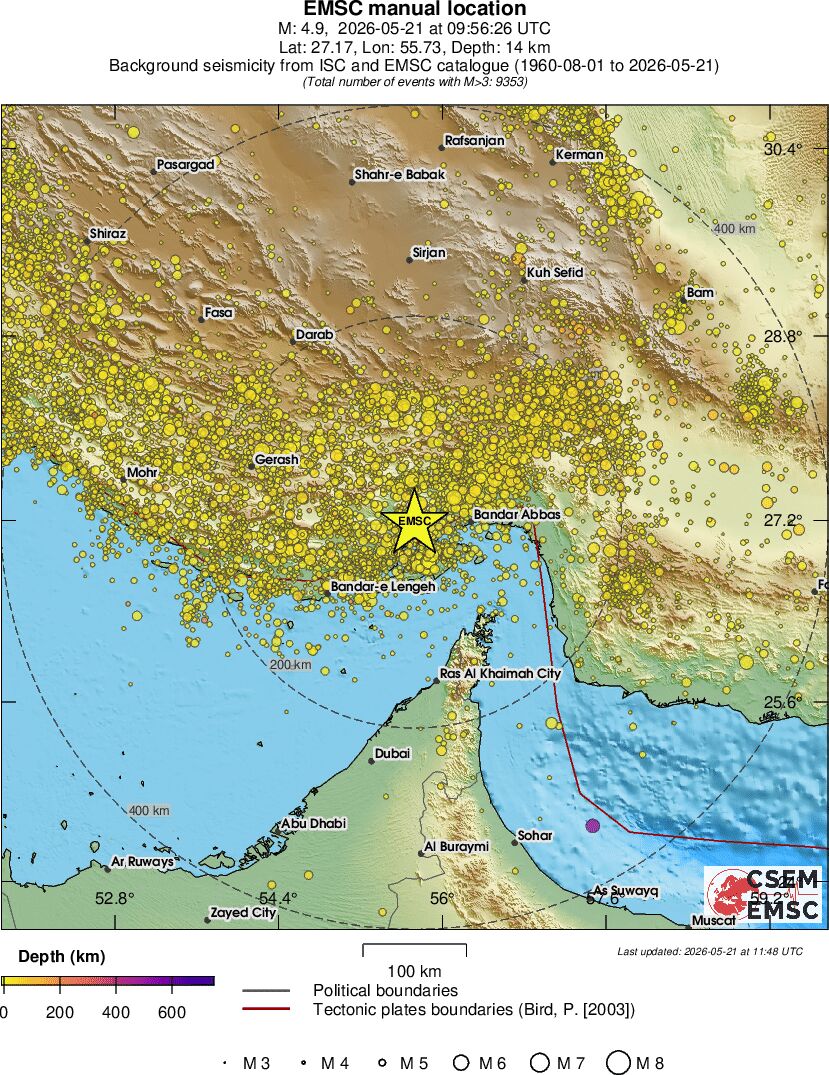 regional depth historical seismicity