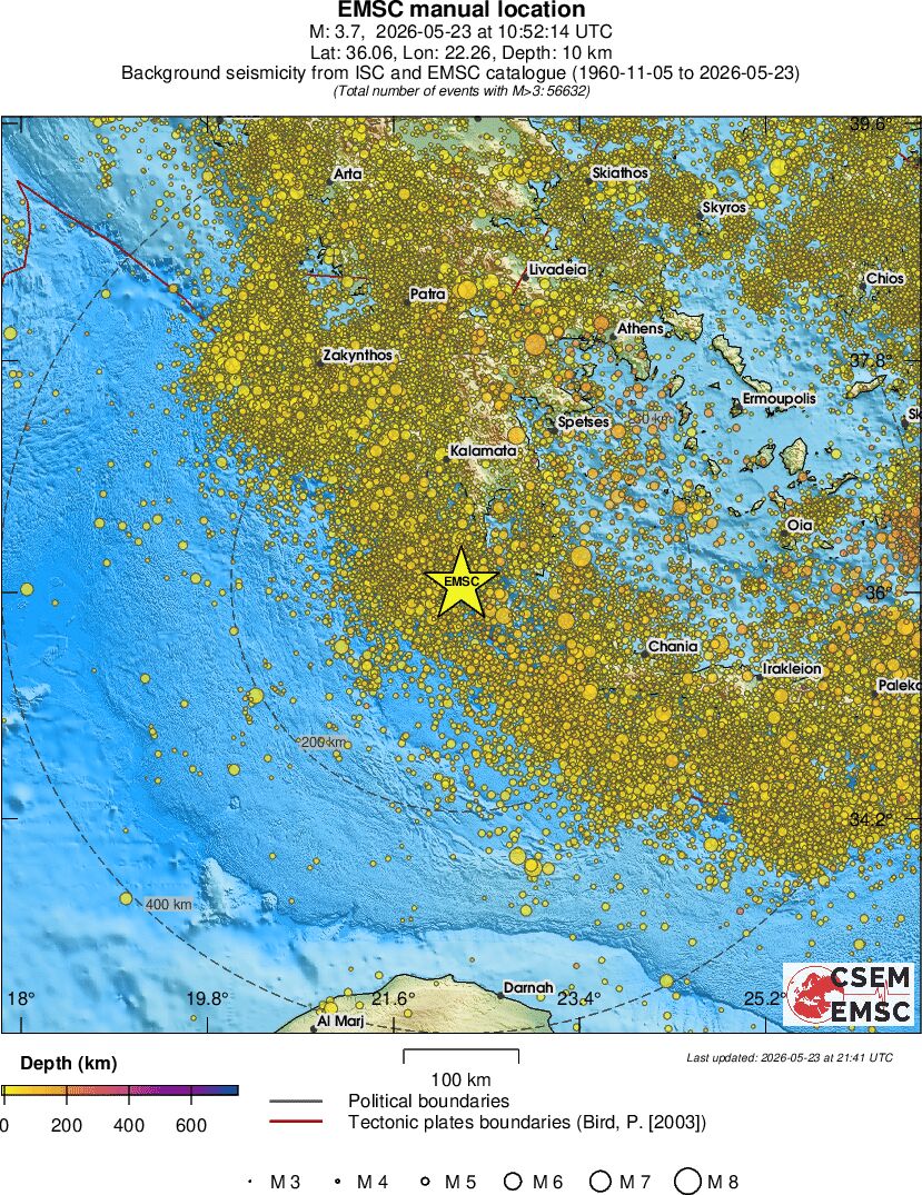 regional depth historical seismicity