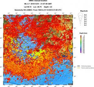 regional depth historical seismicity