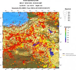 regional depth historical seismicity