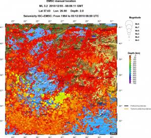 regional depth historical seismicity