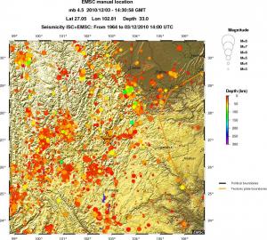 regional depth historical seismicity