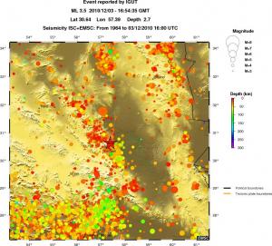 regional depth historical seismicity