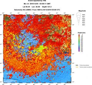 regional depth historical seismicity