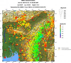 regional depth historical seismicity