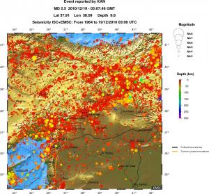regional depth historical seismicity