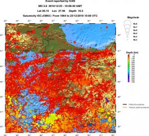 regional depth historical seismicity