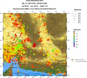 regional depth historical seismicity
