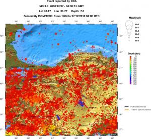 regional depth historical seismicity