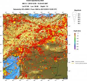 regional depth historical seismicity