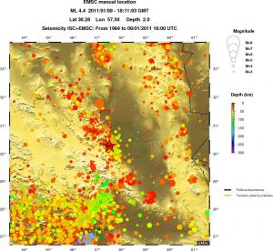 regional depth historical seismicity