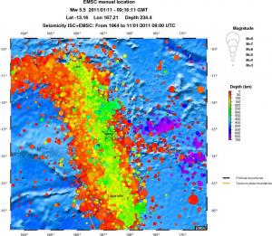 regional depth historical seismicity