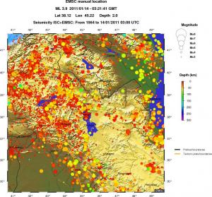 regional depth historical seismicity