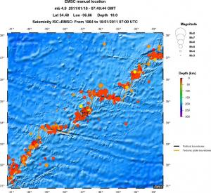 regional depth historical seismicity