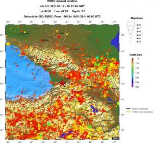 regional depth historical seismicity