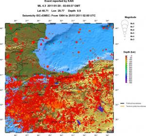regional depth historical seismicity