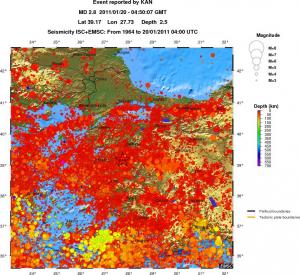 regional depth historical seismicity