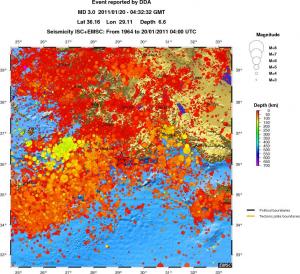 regional depth historical seismicity