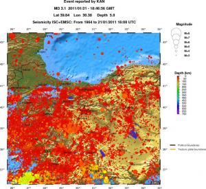 regional depth historical seismicity