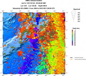 regional depth historical seismicity