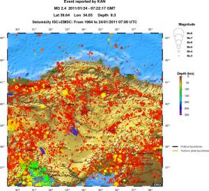 regional depth historical seismicity