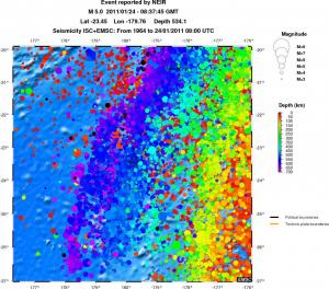 regional depth historical seismicity