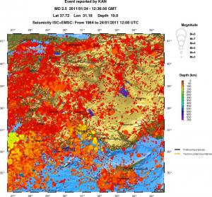regional depth historical seismicity