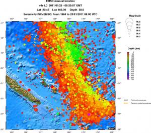 regional depth historical seismicity