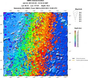 regional depth historical seismicity