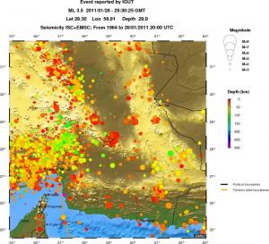 regional depth historical seismicity
