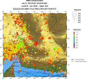 regional depth historical seismicity